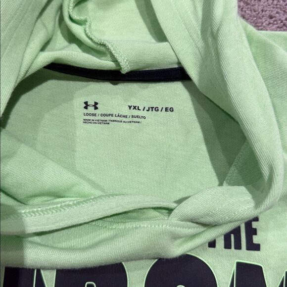 Under armour Project Rock short sleeve hoodie! Lime green size youth XL - Picture 3 of 4